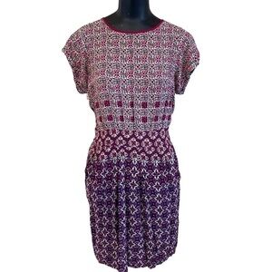 Warehouse Magenta Batik Print Fitted Sheath Dress